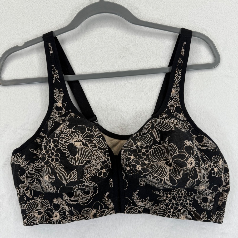 Catherines Intimates 44D Floral Print Front Closure‎ Wire Free Comfort Bra